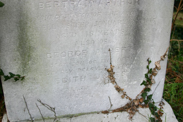 Close up of Private George Jones's headstone in St Mary's Churchyard, Ewell