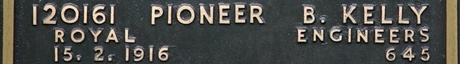 Bernard's inscription on the CWGC memorial Epsom.