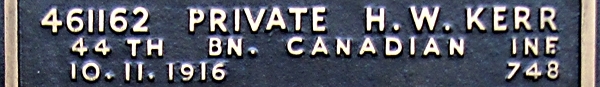 Hugh's inscription on the CWGC memorial Epsom.