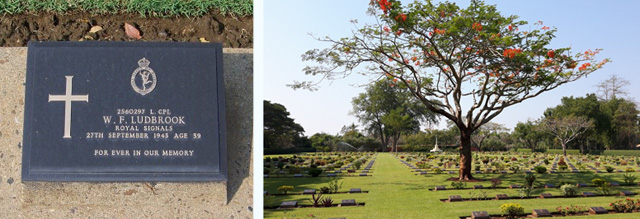William's headstone and the Chungkai War Cemetery William's headstone and the Chungkai War Cemetery