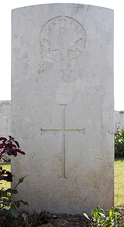William's headstone in Bernafay Wood British Cemetery, Montauban