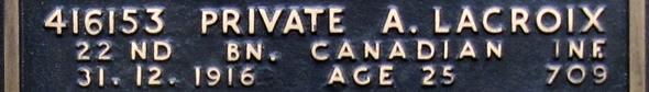 Aime's inscription on the CWGC memorial Epsom.