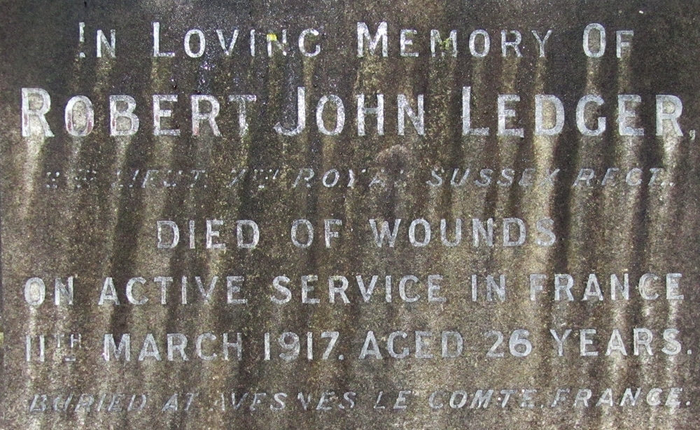 Robert's inscription on his parents' grave in Epsom cemetery Robert's inscription on his parents' grave in Epsom cemetery