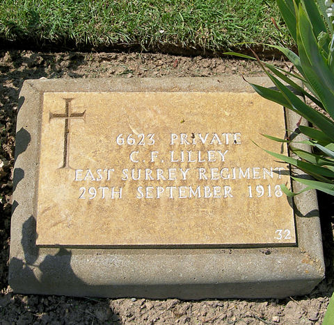 Charles headstone in Doiran Military Cemetery, Greece