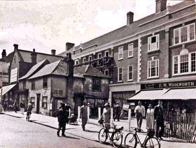 In 1937 the whole north-east section of Epsom High Street was pulled down for traffic, and a new façade built behind.