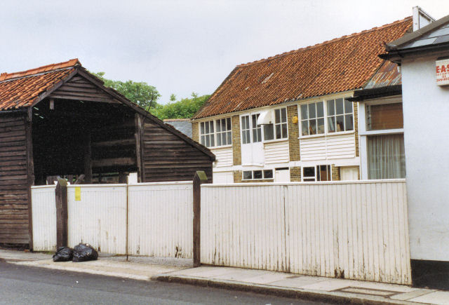The builder's sheds at Goodship & Saunders, one of the last working yards in a High Street now all shops and houses.