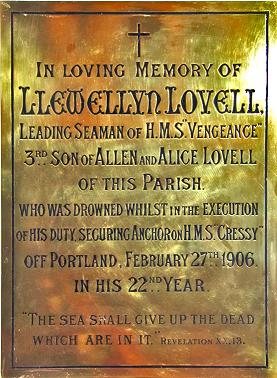 Llewellyn's plaque in Christ Church, Epsom