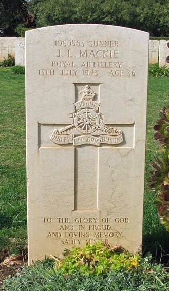 James's headstone in the Syracuse War Cemetery