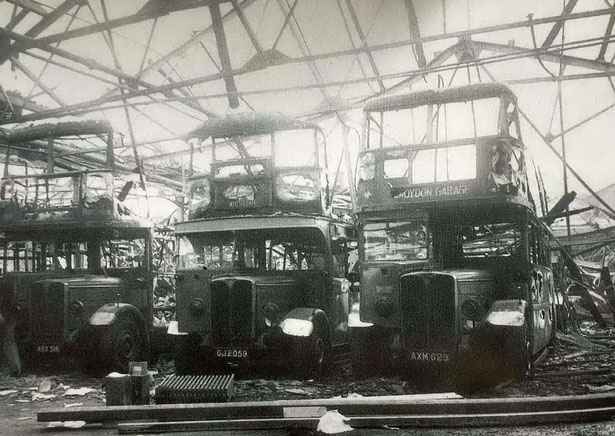 Croydon Bus Garage after the May 1941 bombing