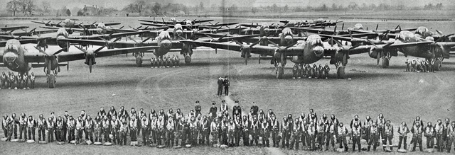16 of the crews of 12 and 626 Squadrons and their Lancasters at RAF Wickenby, January 1944 16 of the crews of 12 and 626 Squadrons and their Lancasters at RAF Wickenby, January 1944