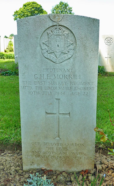 Gordon's headstone in the St. Manvieu War Cemetery Gordon's headstone in the St. Manvieu War Cemetery