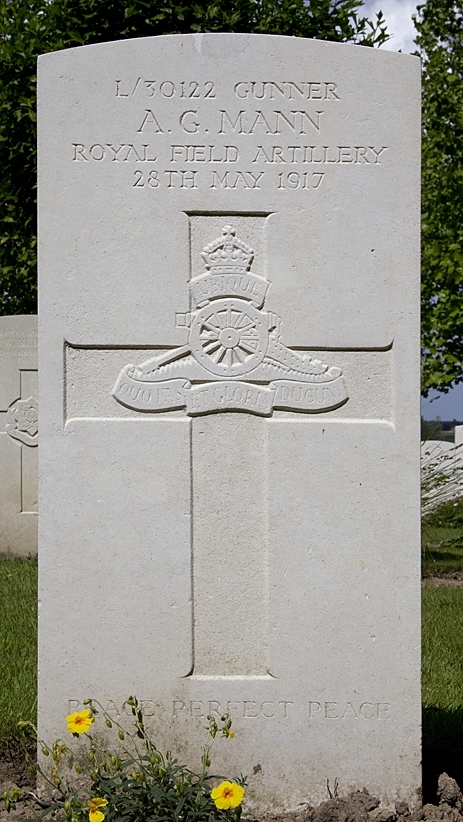 Alfred's headstone in Kemmel Chateau Military Cemetery Alfred's headstone in Kemmel Chateau Military Cemetery