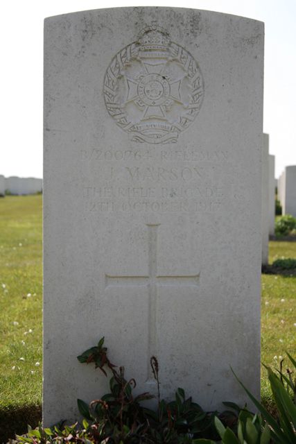 John's headstone in Poelcapelle British Cemetery John's headstone in Poelcapelle British Cemetery