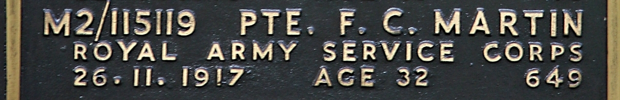 Francis' inscription on the CWGC memorial Epsom. Francis' inscription on the CWGC memorial Epsom.