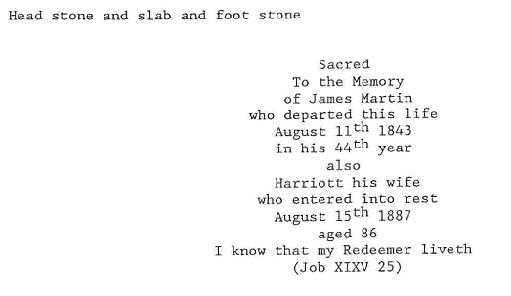 Transcript of the headstone for James and Harriett Martin