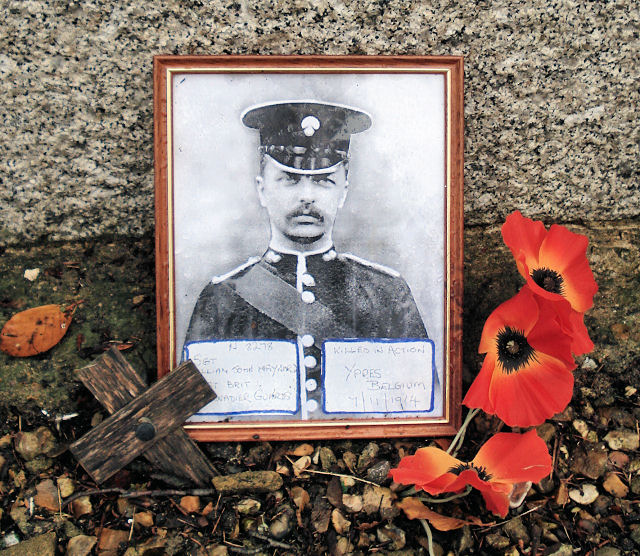 Photograph of William left at the Ashley Road War Memorial