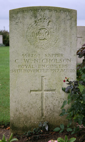 Cuthbert's headstone in the Gouzeaucourt New British Cemetery Cuthbert's headstone in the Gouzeaucourt New British Cemetery