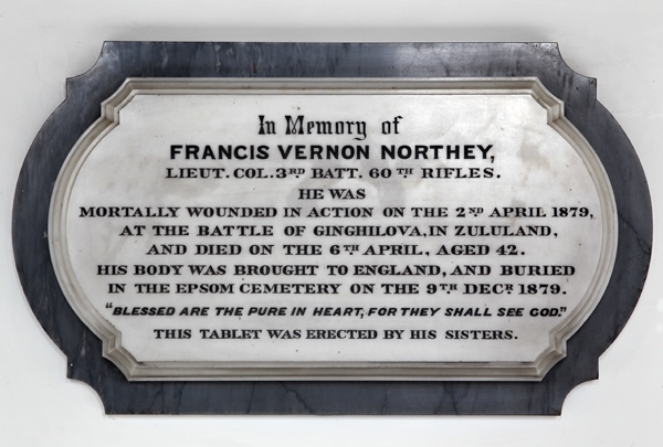 Memorial plaque to Lieutenant Colonel Francis Vernon Northey Memorial plaque to Lieutenant Colonel Francis Vernon Northey