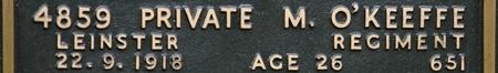 Michael's inscription on the CWGC memorial Epsom.