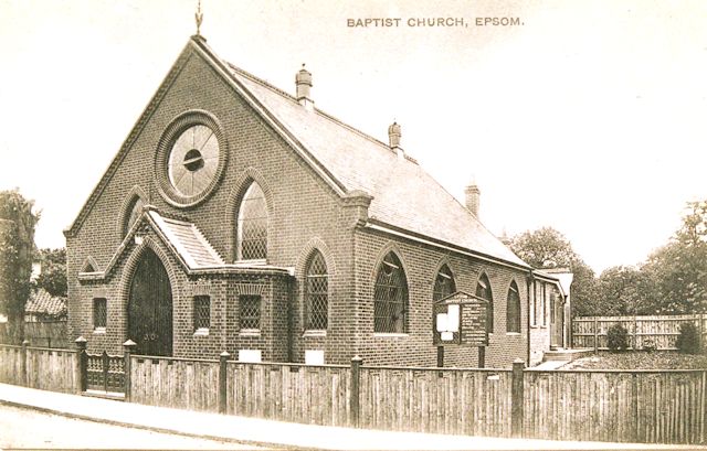 A Postcard view of The Baptist Chapel in Church St, Epsom