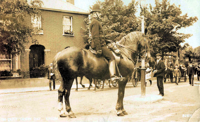 A mounted policeman in Ashley Road c.1910