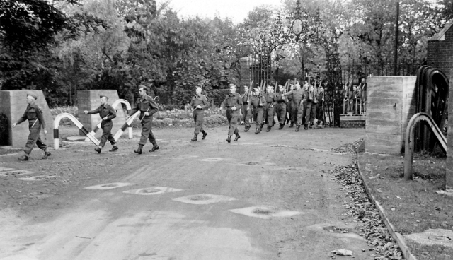 Home Guard marching through Epsom College