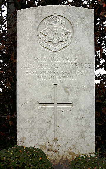J Oldridge's inscription