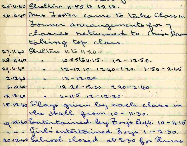 Extract from late 1940 Log Book
