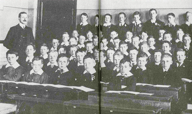 A typical early 20th century school classroom