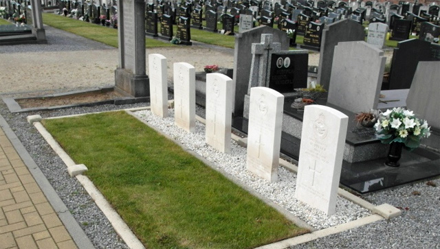 The crew's headstones in the Koersel Communal Cemetery