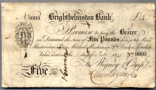 A Brighthelmston Bank £ 5 Note