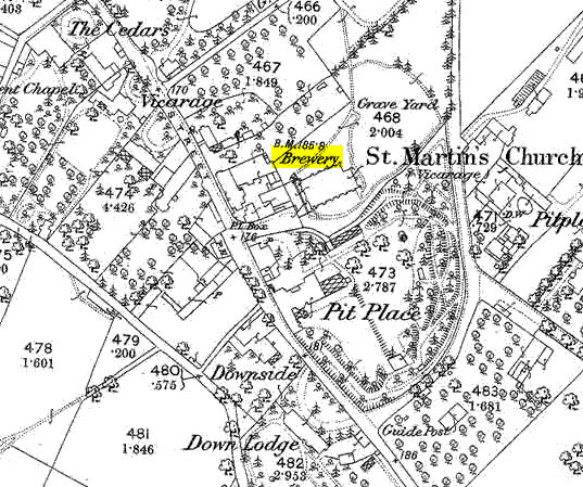 Extract from the 1866 OS Map showing the Brewery