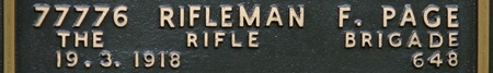Frederick's inscription on the CWGC memorial Epsom.