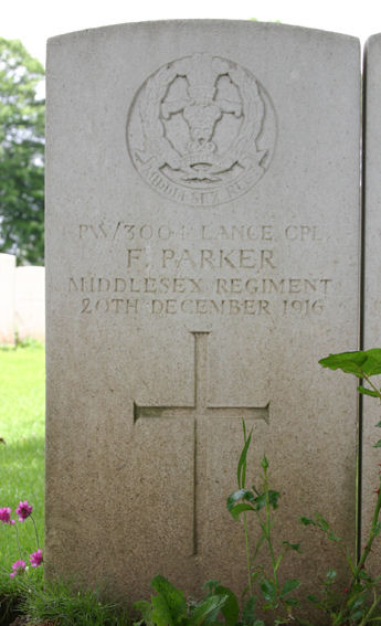 L/Cpl Parker's headstone at Delville Wood Cemetery