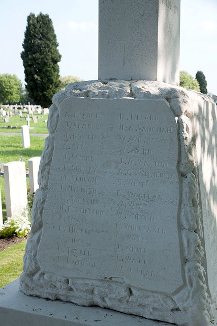 Corporal Pearce's inscription, top left, on the privately erected memorial cross in Cambridge City Cemetery Corporal Pearce's inscription, top left, on the privately erected memorial cross in Cambridge City Cemetery.