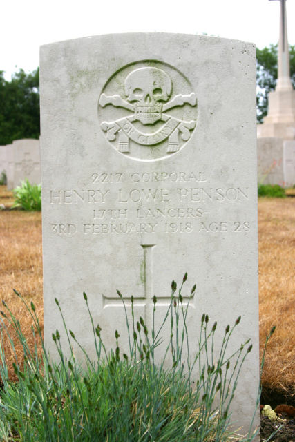 Corporal Henry Penson's headstone in the Hargicourt British Cemetery