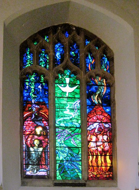 The Benjamin Britten memorial window at SS Peter & Paul, Aldeburgh.