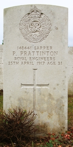 Percy's headstone in the Cabaret Rouge Cemetery, Souchez, near Arras.