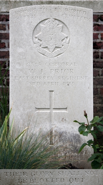 William's Headstone in the Voormezeele Enclosure Cemetery No.3.