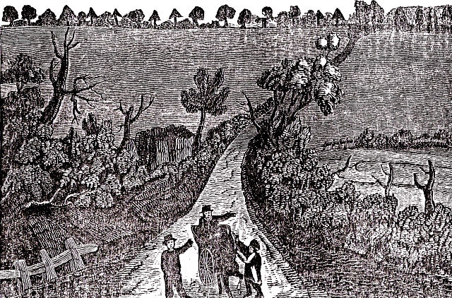 Line drawing of the robbery and murder