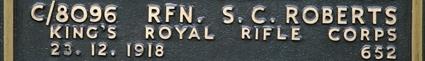 Samuel's inscription on the CWGC memorial Epsom. Samuel's inscription on the CWGC memorial Epsom.