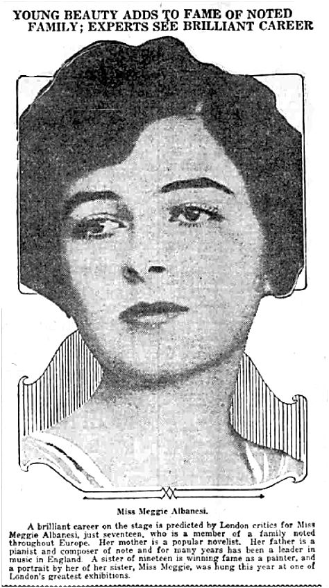 Meggie Albanesi, from The Ogden Standard, 25 January 1917.