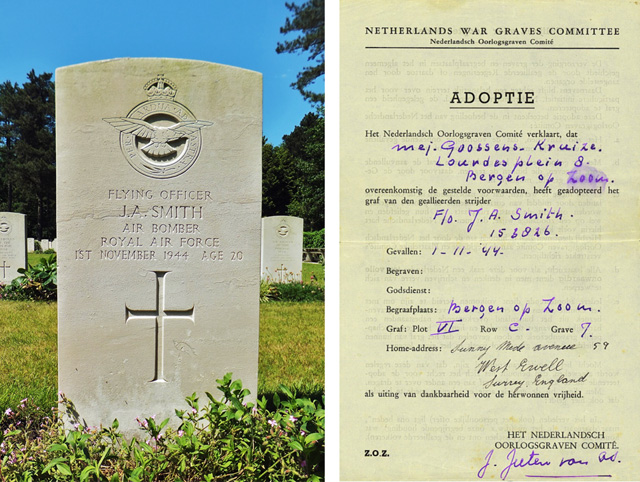 John's headstone in Bergen op Zoom Cemetery and the Certificate of Adoption of his Grave John's headstone in Bergen op Zoom Cemetery and the Certificate of Adoption of his Grave