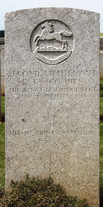 Earl's headstone in the Bertrancourt Military Cemetery