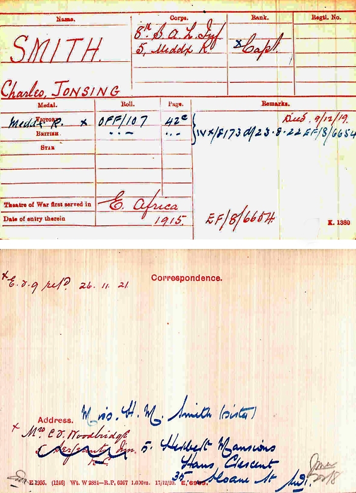 Charles' medal card.