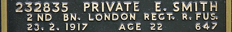 Ernest's inscription on the CWGC memorial Epsom. Ernest's inscription on the CWGC memorial Epsom.