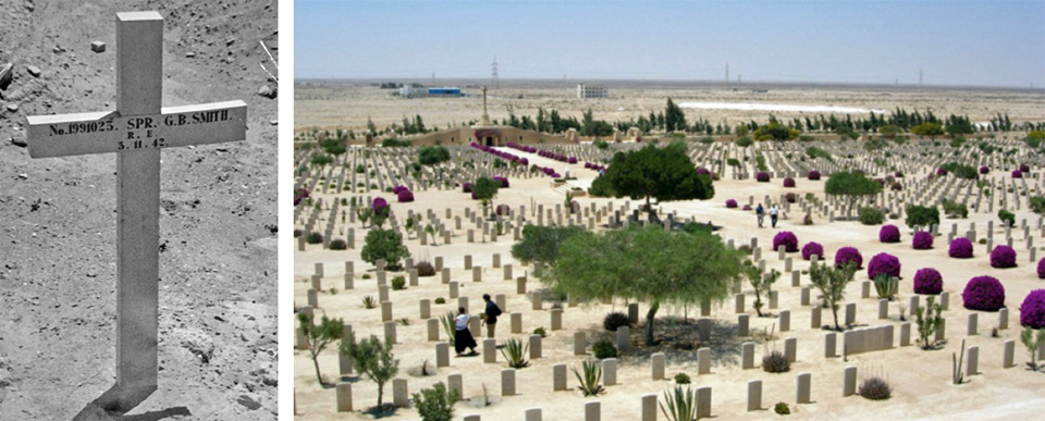 George's original grave marker in The El Alamein War Cemetery, Egypt. George's original grave marker in The El Alamein War Cemetery, Egypt.