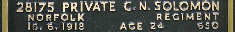 Charles' inscription on the CWGC memorial Epsom. Charles' inscription on the CWGC memorial Epsom.