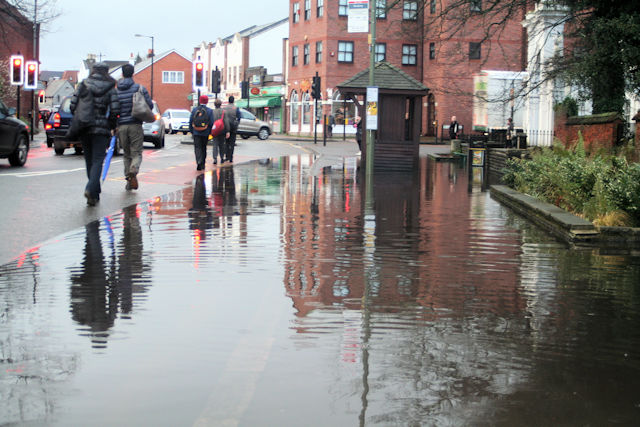 Flooding outside Bourne Hall