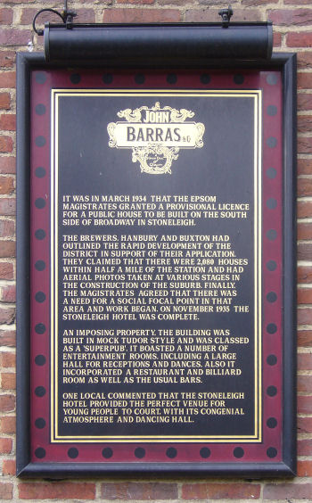 Notice giving a brief history of the the Pub